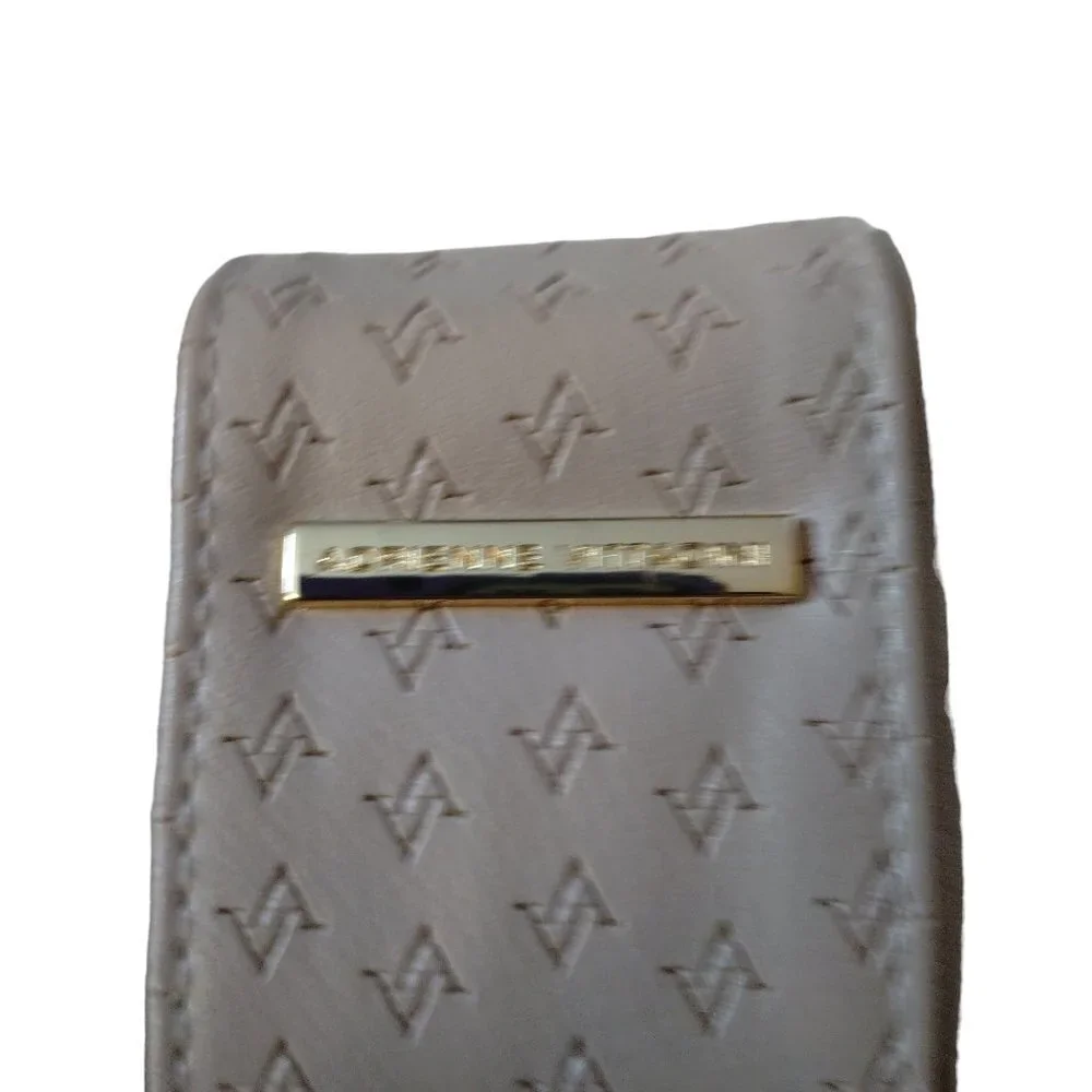 Adrienne Vittadini Women's Beige Snap Closure Logo Classic Wallet